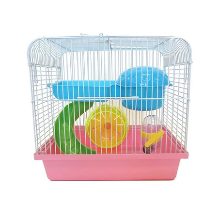 YML YML H167PK Dwarf Hamster; Mice Cage With Accessories; Pink H167PK